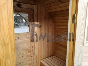 Sauna Da Giardino Rotondo Con Finestra Panoramica E Di Riscaldamento A Legna (10)