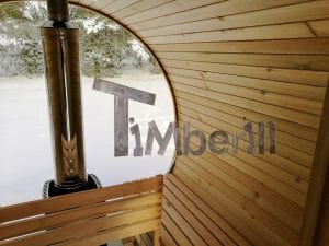 Sauna Da Giardino Rotondo Con Finestra Panoramica E Di Riscaldamento A Legna (18)