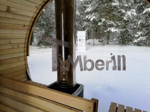 Sauna Da Giardino Rotondo Con Finestra Panoramica E Di Riscaldamento A Legna (19)