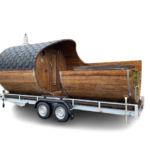 Mobile Barrel Oval Sauna With Hot Tub