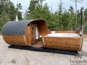 Sauna Finlandese Da Esterno A Botte Con Vasca Idromassaggio (4)
