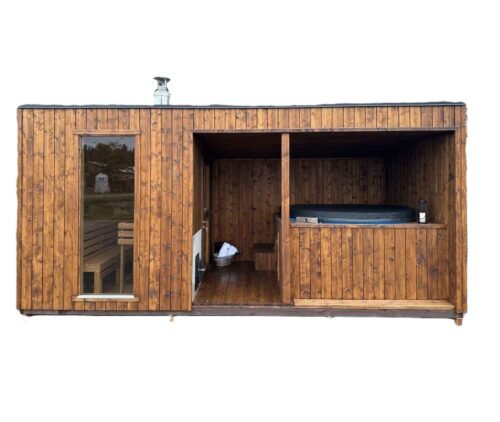 Moderna Sauna Da Giardino Con Vasca Idromassaggio (7)