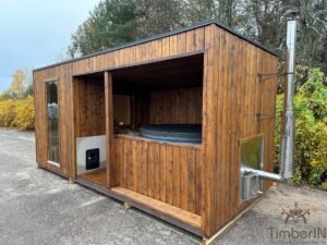 Moderna Sauna Da Giardino Con Vasca Idromassaggio (8)