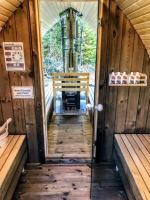 TimberIN Nordic Pod™ Porch – sauna da esterno a igloo con portico