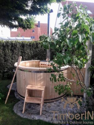 TimberIN Nordic Deluxe in abete, vasca in legno con bordo largo – foto cliente