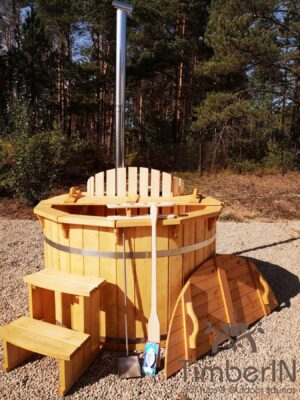 TimberIN Nordic Deluxe in abete, vasca in legno con bordo largo – foto cliente