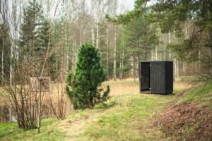 Sauna TimberIN Nordic Cube nella misura S in un bosco