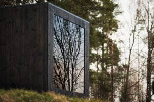 Sauna TimberIN Nordic Cube in CLT, dettaglio del lato