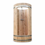 TimberIN Nordic Shower™ Barrel – doccia esterna in legno, su sfondo bianco